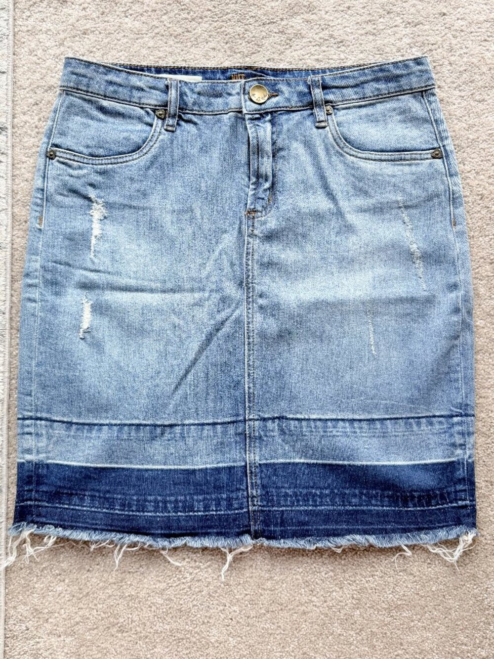 Kut From The Kloth Rosie Pencil Skirt Two-Tone Denim - Size 8